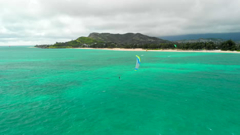 aerial of kite boarder in kailua bay