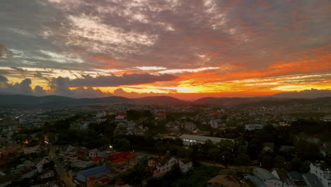 colorful sunset on da lat city