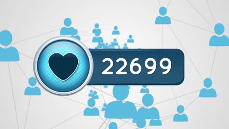 creciente número de corazones y gustos