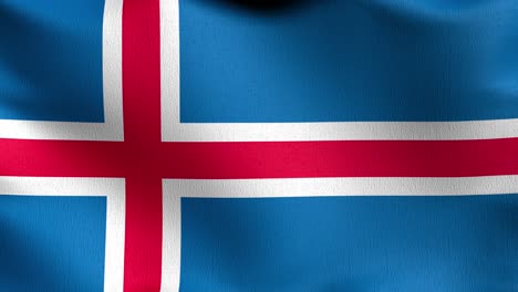 bucle sin costura 4k vdo. bandera nacional de islandia soplando en el viento aislado. diseño abstracto patriótico oficial. ilustración de renderización 3d del símbolo del signo ondulante.