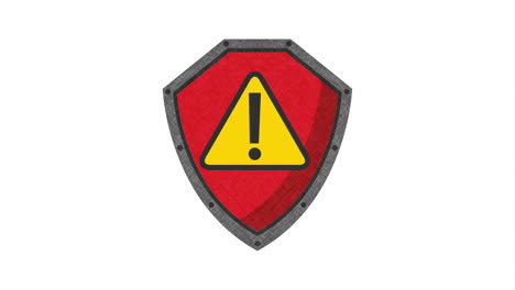 shield with warning symbol