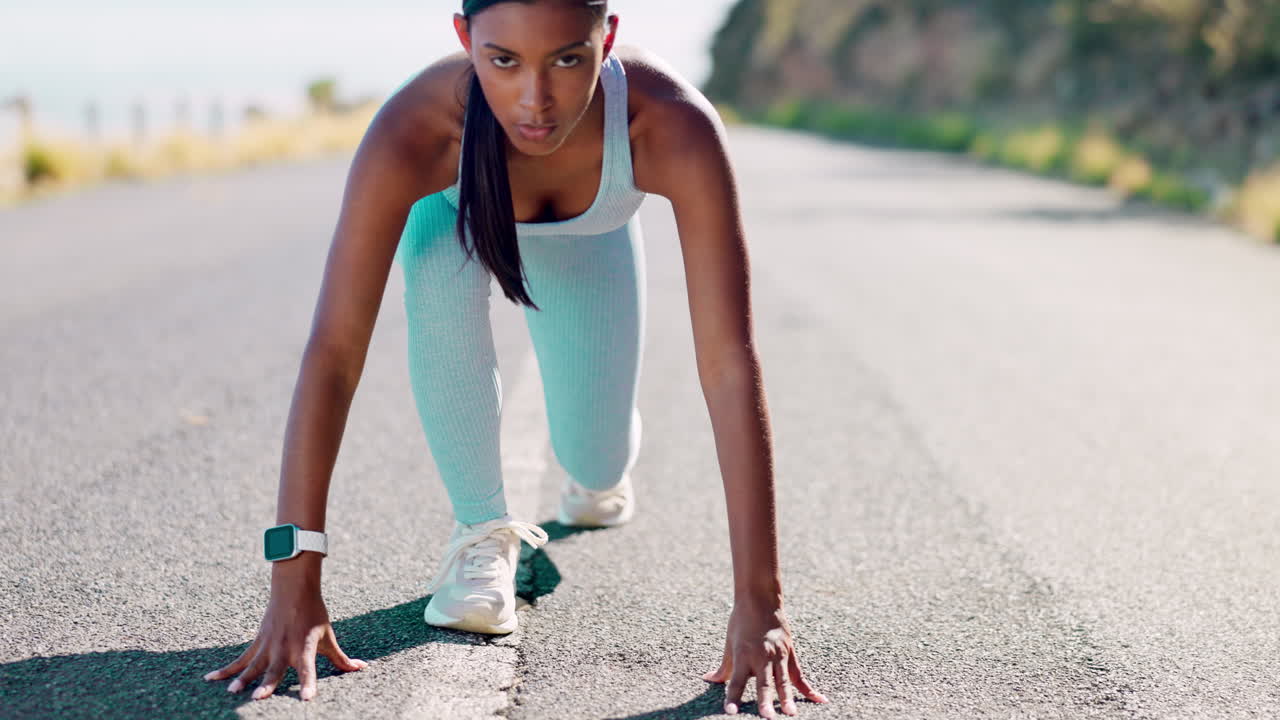 Sports, shoes and indian woman in road getting