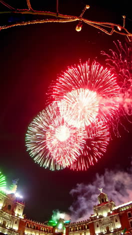 massive celebration in mexico city square with fireworks