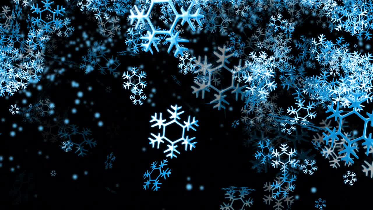 animación de partículas de copos de nieve azules