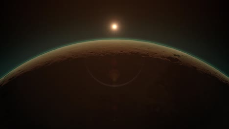 el sol se mueve para revelar el planeta marte.