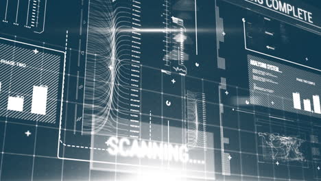 screen with graphs and statistics with codes