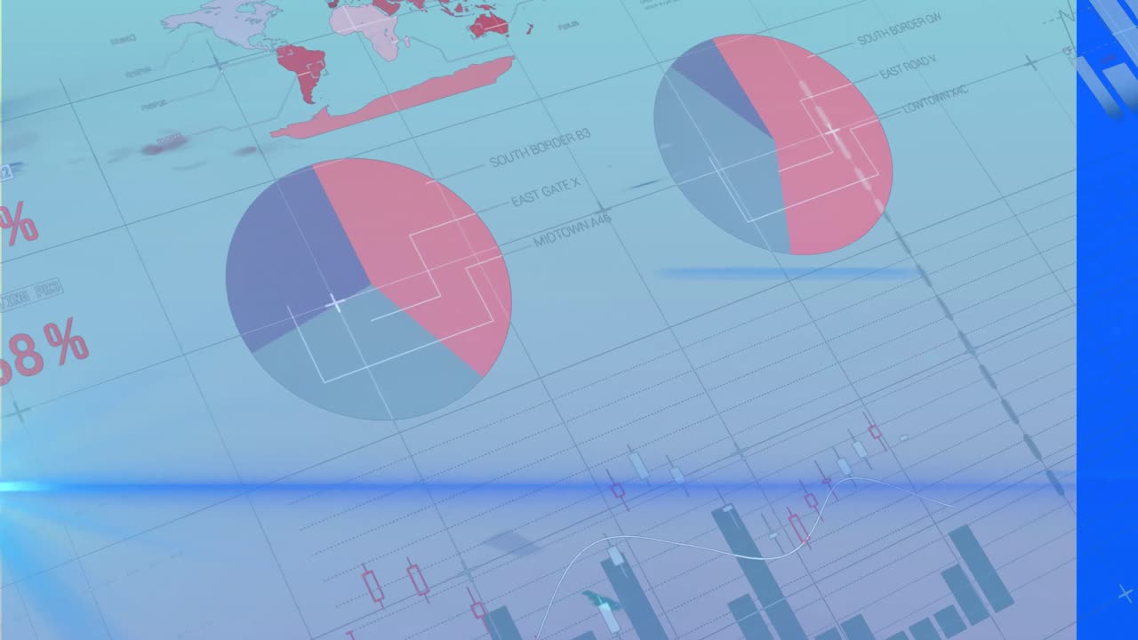 animación del procesamiento de datos y rastros luminosos sobre fondo azul
