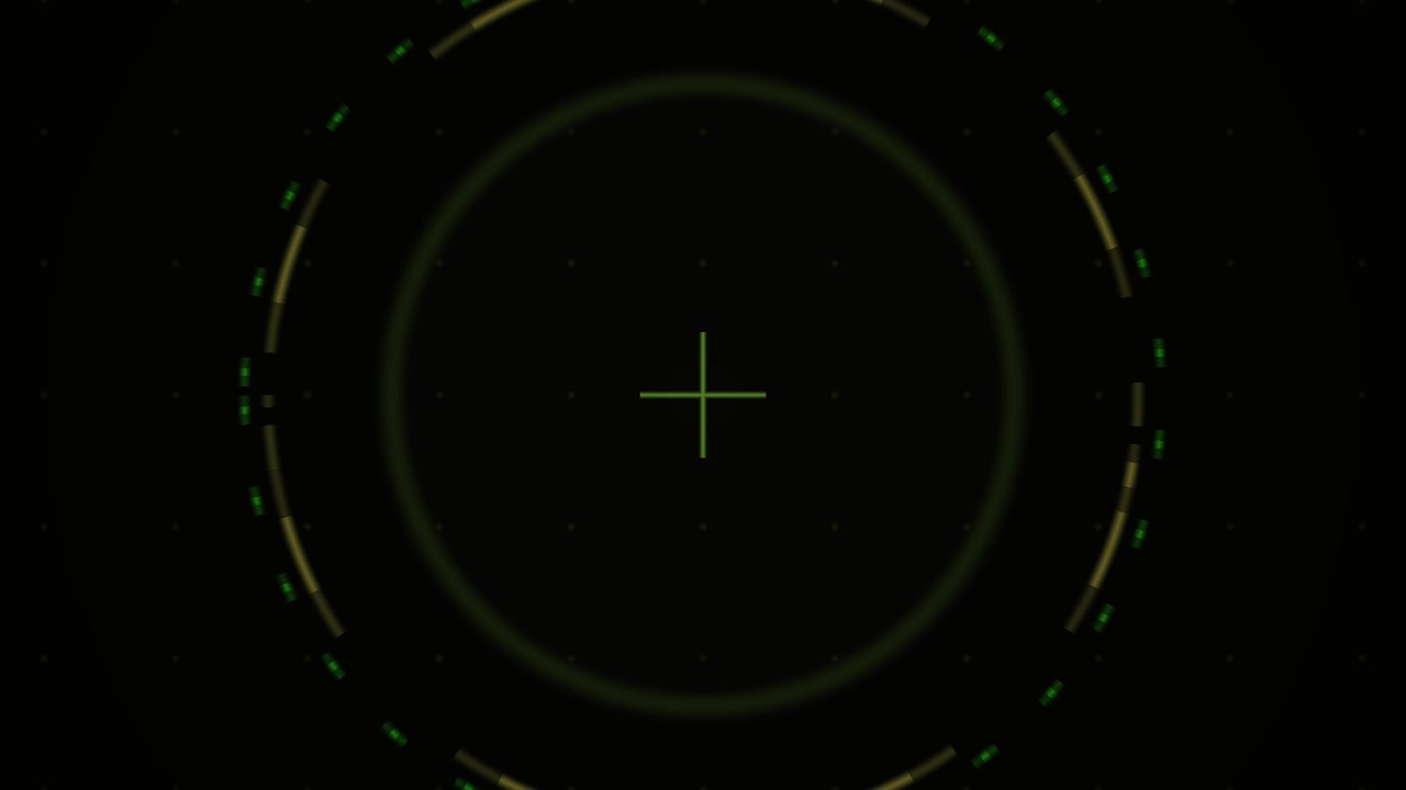 Animated Futuristic HUD Crosshair with Rotating Digital Elements