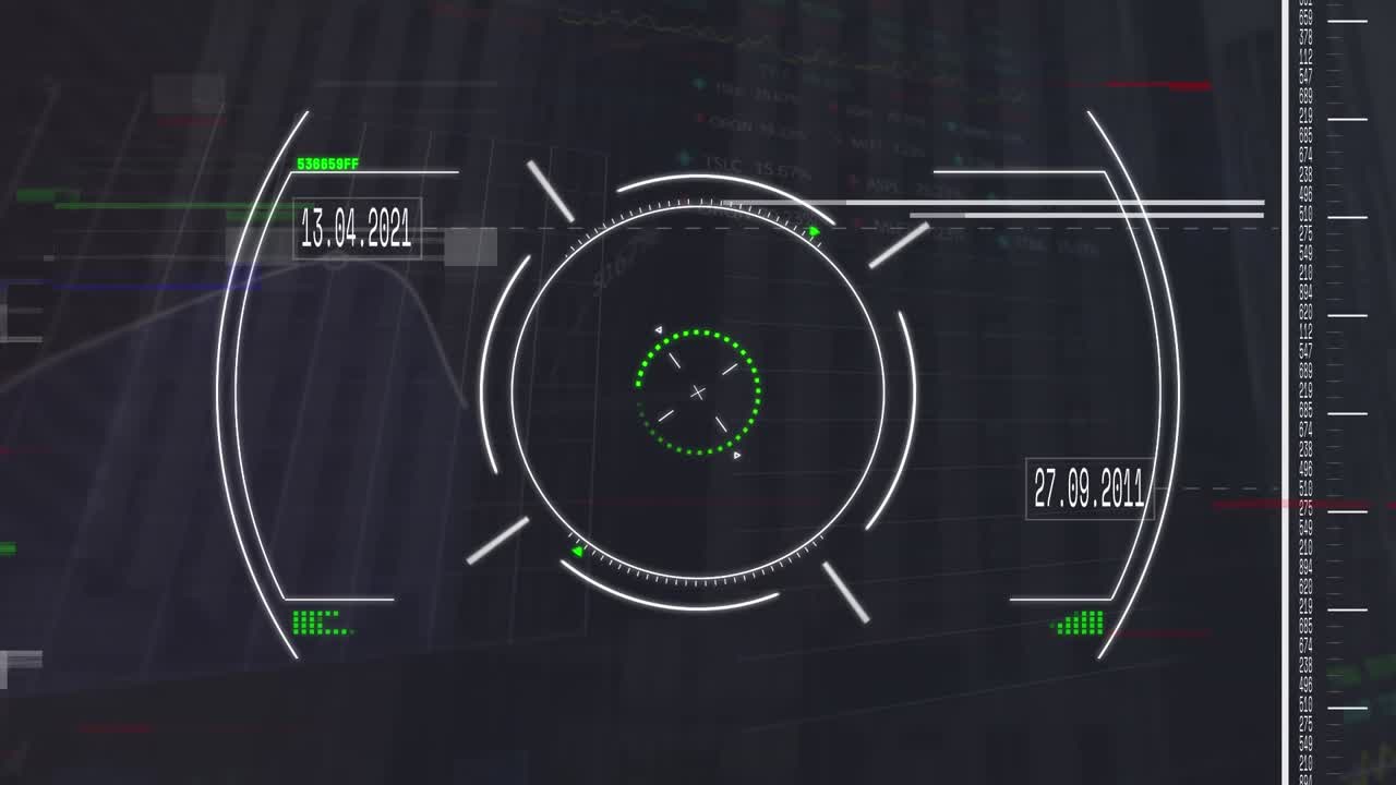 Animation of scope scanning over statistical data processing against grey background