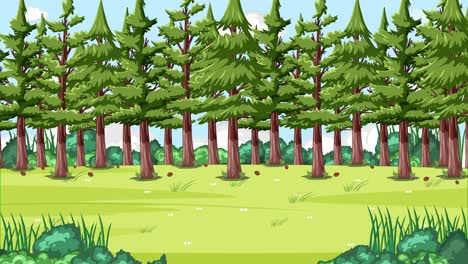 un bucle sin fisuras de un bosque tranquilo y animado.