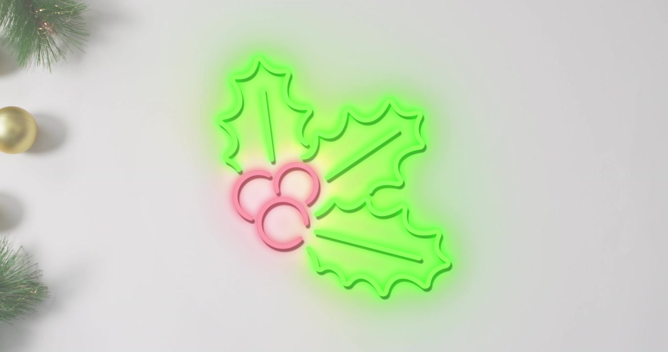 This video is of christmas decorations with baubles and copy space on a white background