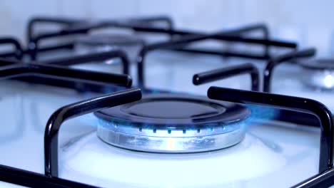 blue gas stove close-up stock video