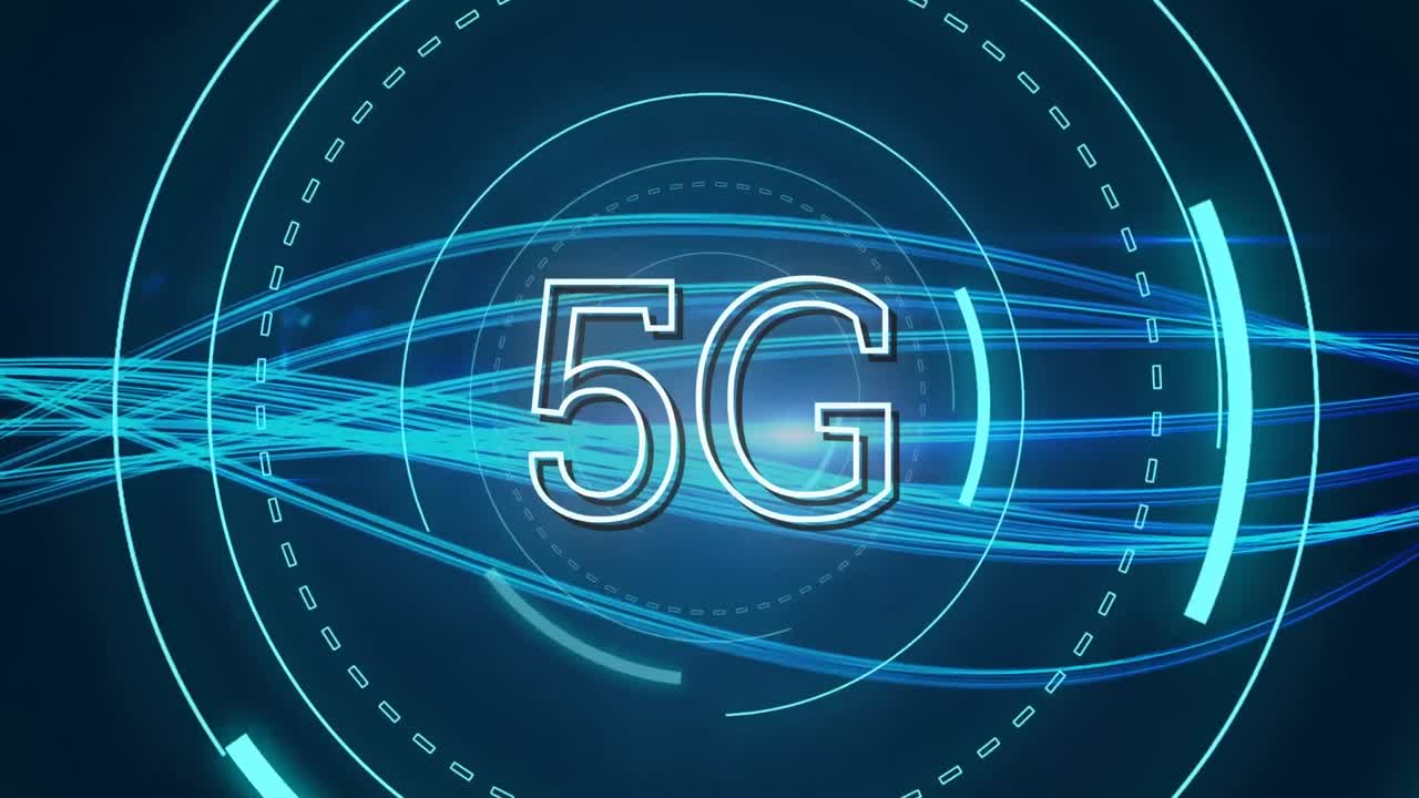 5g scritto nel mezzo di un cerchio futuristico