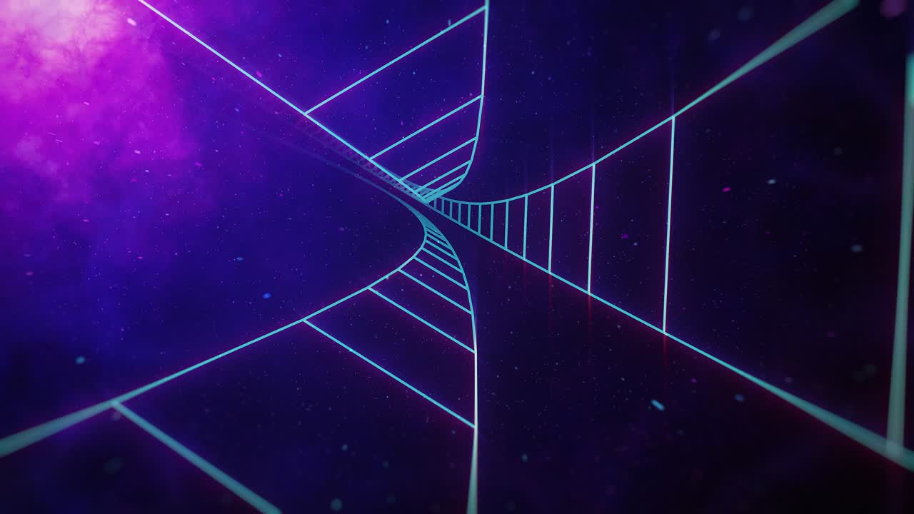 un túnel de cuadrícula sin fin en el espacio.