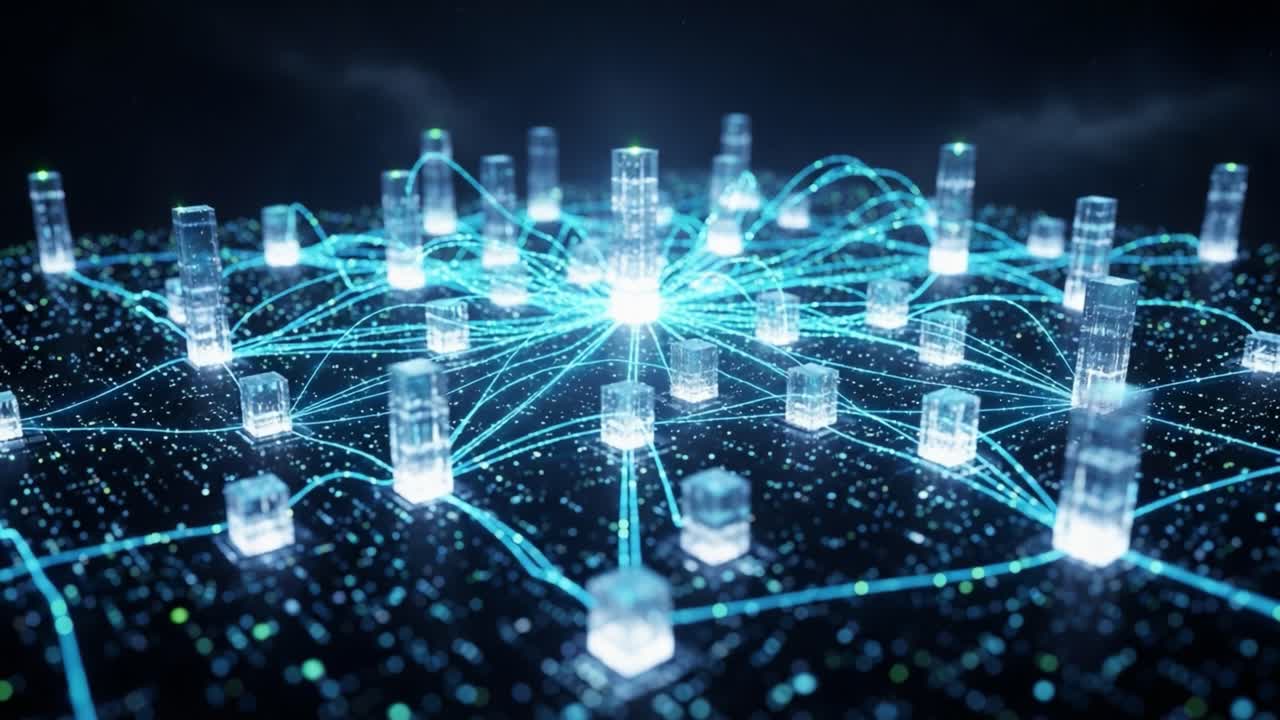 A Network of Digital Connections: Exploring the Dynamic Interaction of Transparent Data Structures In a Luminous Virtual Landscape