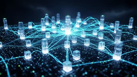 a network of digital connections: exploring the dynamic interaction of transparent data structures in a luminous virtual landscape
