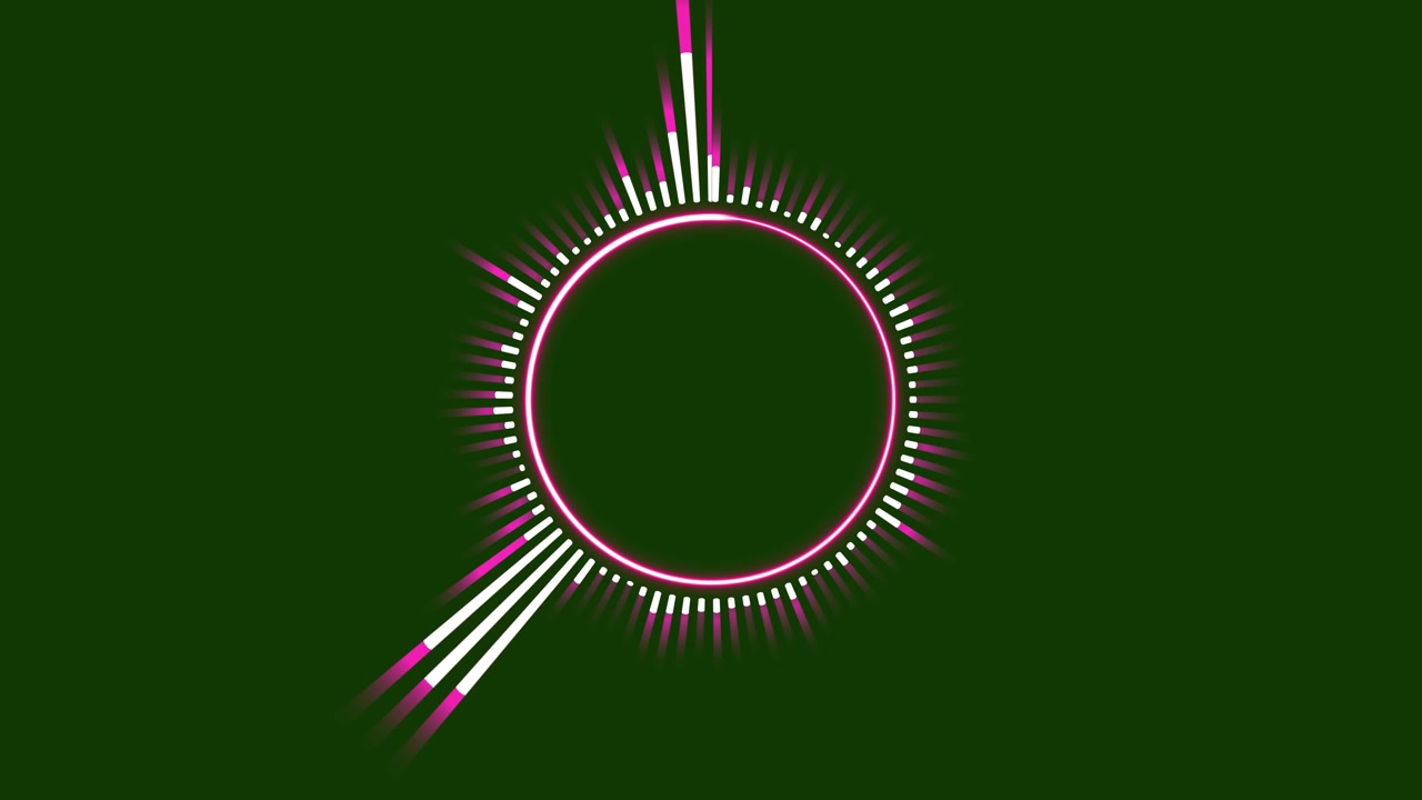 Visualizzatore dello spettro audio circolare con bagliore neon rosa