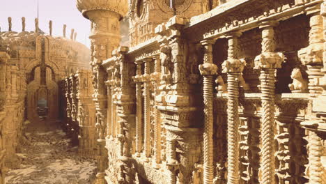 intricate architecture of a grand sand castle with detailed sculptures