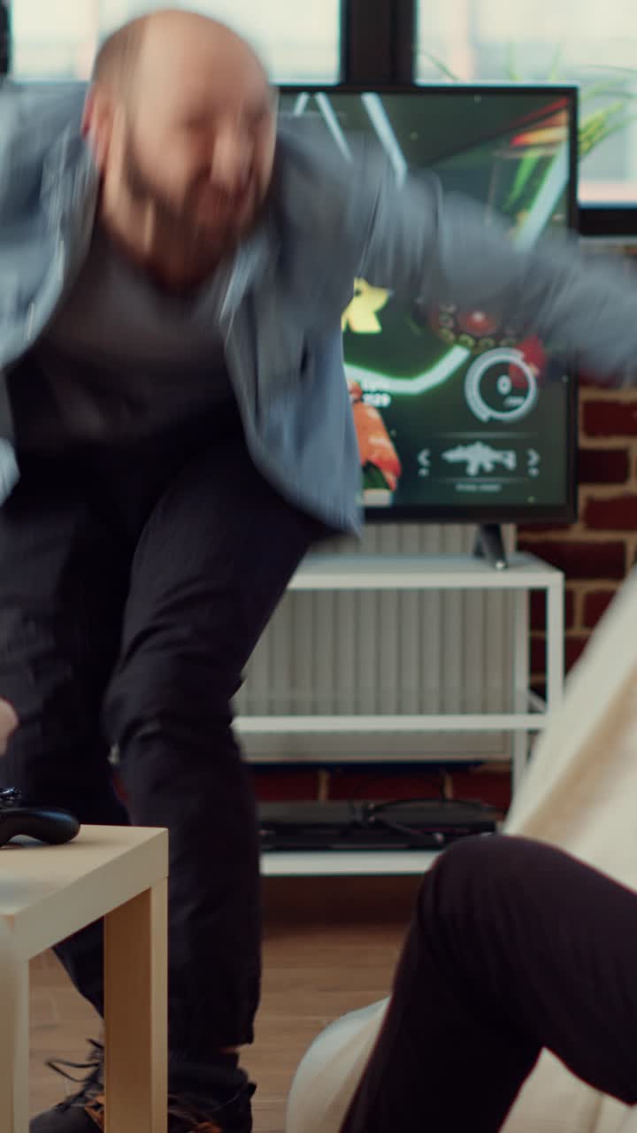 Men Playing Video Games on TV