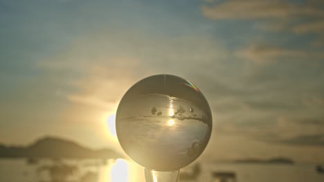 magic sunset inside crystal ball.