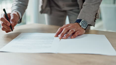 business, hands and writing signature on contract