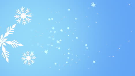 Falling-snowflakes-on-blue-background-create-star-pattern