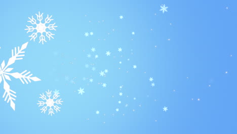 falling snowflakes on blue background create star pattern