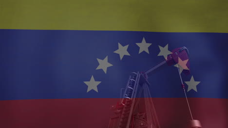 Animation-Einer-Ölbohrinsel-Und-Der-Flagge-Von-Venezuela