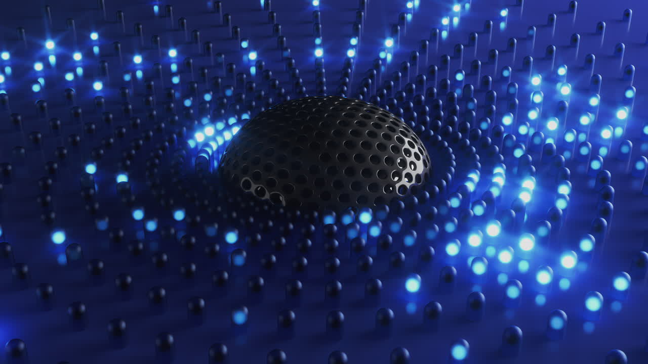 Loop blue background with circular led glowing dots