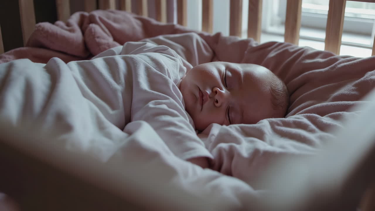 Bambino che dorme nella culla
