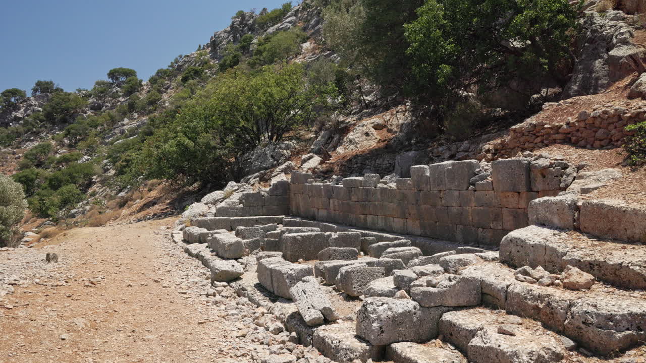 Stone block foundations of the archaeological site of Lato on the island of Crete