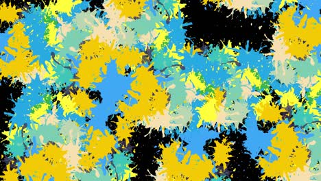 animation of multi coloured splashes of paint on black background