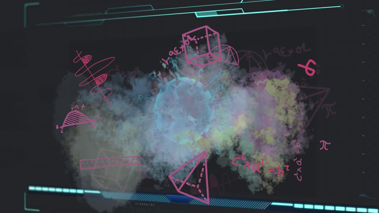 Animation of virus cell over school icons