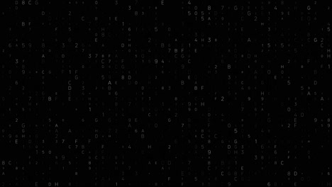 digital animation of fonts making the code effect, blinking in matrix style, slow matrix rain effect on dark background, digital world and data concept