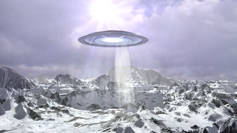 ufo over snowy mountains