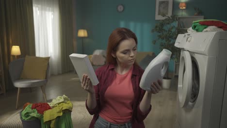 woman choosing laundry detergent
