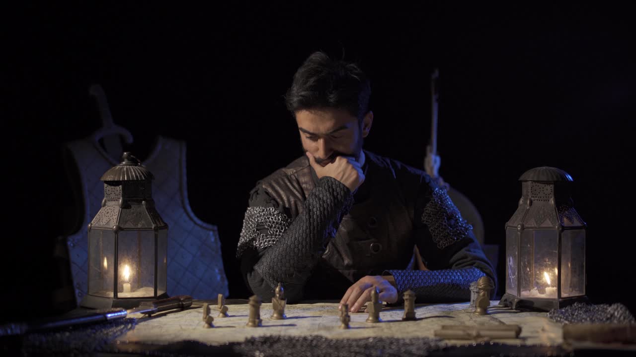 el soldado que se enojó mientras planeaba en el mapa.