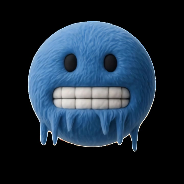 3D Animated Blue Furry Emoji with Gritted Teeth