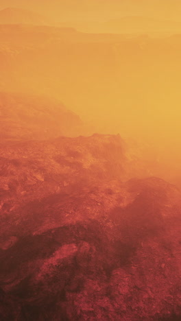 alien planet landscape with orange dust storm