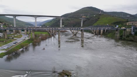 triple bridges overlapping in pêso da régua, portugal - aerial