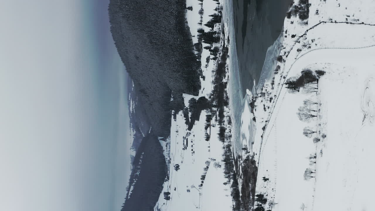 Frumoasa Dam During Winter In Romania - Vertical Video for Social Media Stories