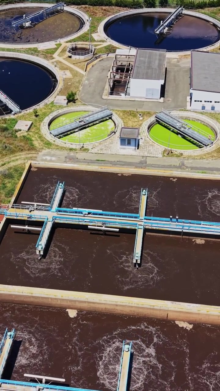 Water treatment facility works on purification process in urban area