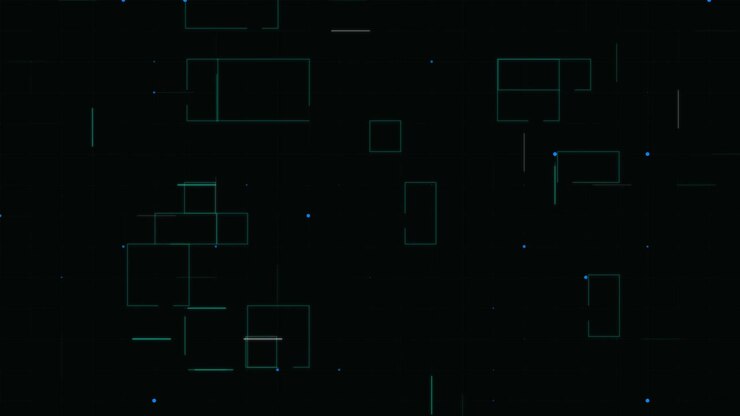 Abstract Digital Background with Moving Geometric Lines and Dots