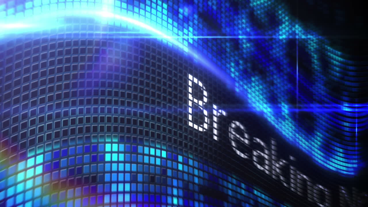 mensaje de noticias de última hora en la pantalla de píxeles azules