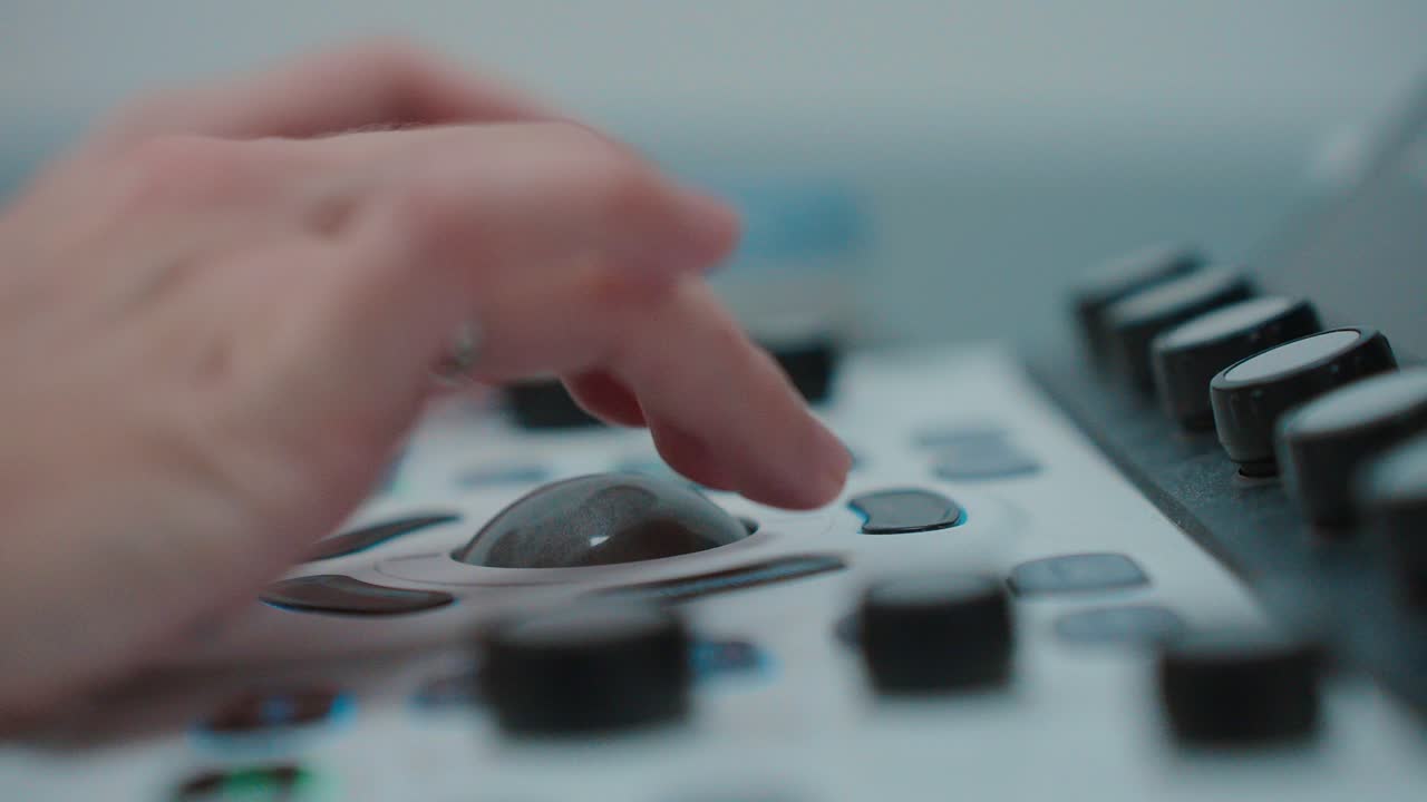 Slow motion of a hand using a control panel for precise adjustments