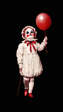 vintage clown holding balloon animation isolated asset, transparent 4k video, alpha channel, prores