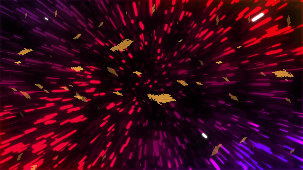 Animation of glowing red light trails moving over black background