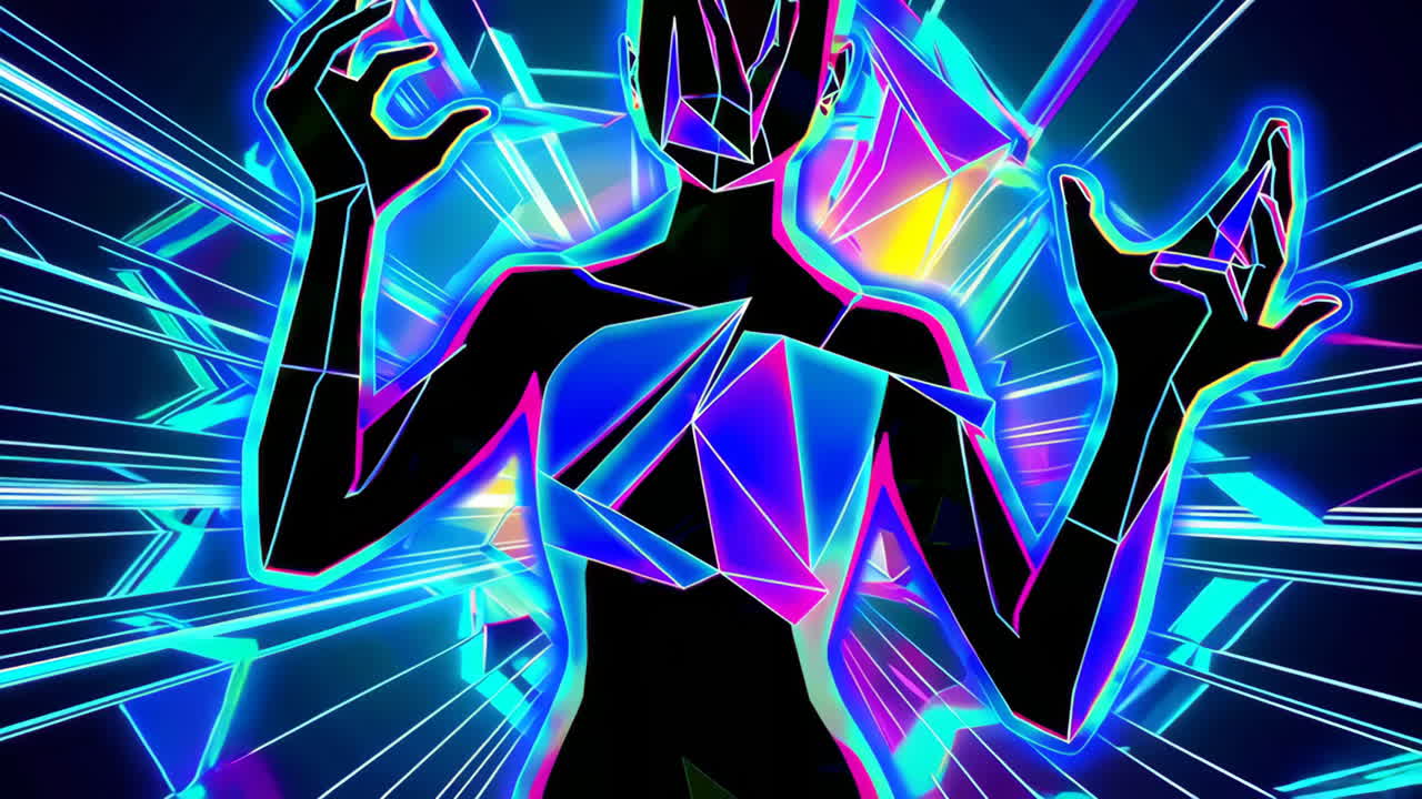 Vibrant Cyberpunk Geometric Art