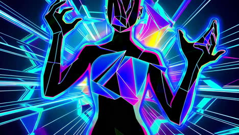 vibrant cyberpunk geometric art