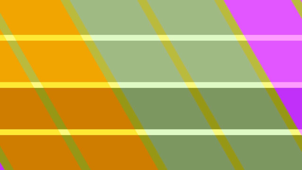 Two 2D color bars that rotate and move, anchor point from left to right on a background, composed of different color strips.